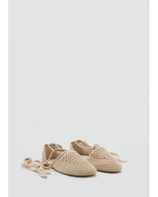 Mango Natural Crochet Lace-Up Sandal