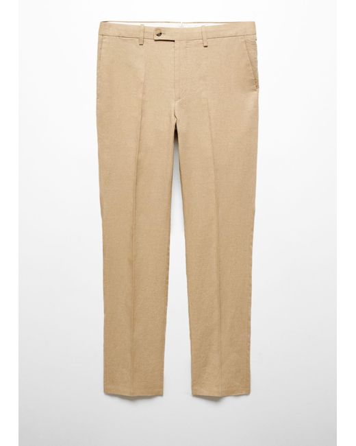 Mango Natural Slim Fit Suit Pants 100% Linen Medium for men