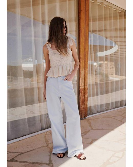 Mango Brown Wide Leg Mid-Rise Jeans