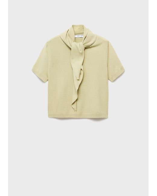 Mango Green Short-Sleeved Sweater With Scarf
