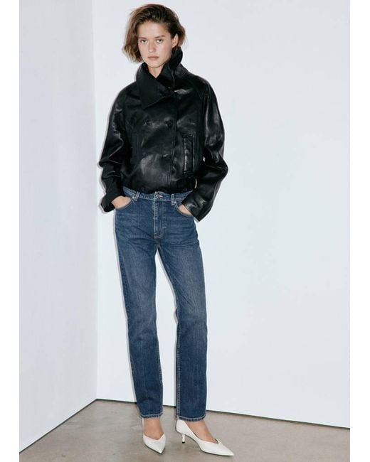 Mango Blue Slim-Fit High-Waist Jeans