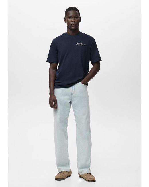 Mango Blue 100% Cotton T-Shirt Text for men