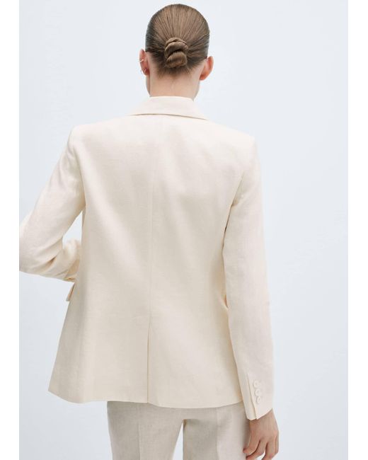 Mango White Blazer Suit 100% Linen