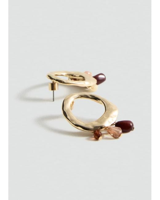 Mango White Circular-Design Earrings With Ball Detail