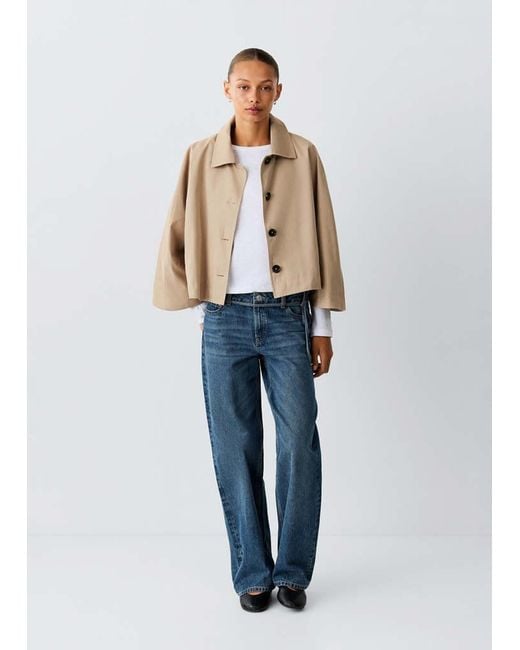 MANGO TEEN Blue Trench Cape With Buttons