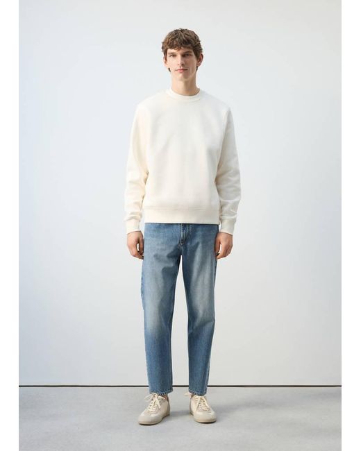 Mango White Cotton Sweatshirt With Soft-Touch Lining for men