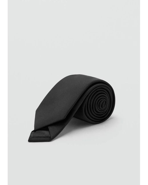 Mango Black Smooth Micro-Structured Tie for men