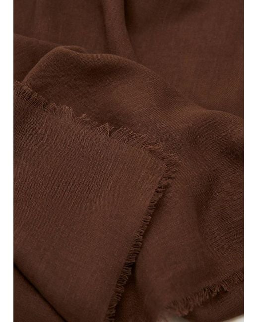 Mango Brown Frayed Edge Linen Scarf