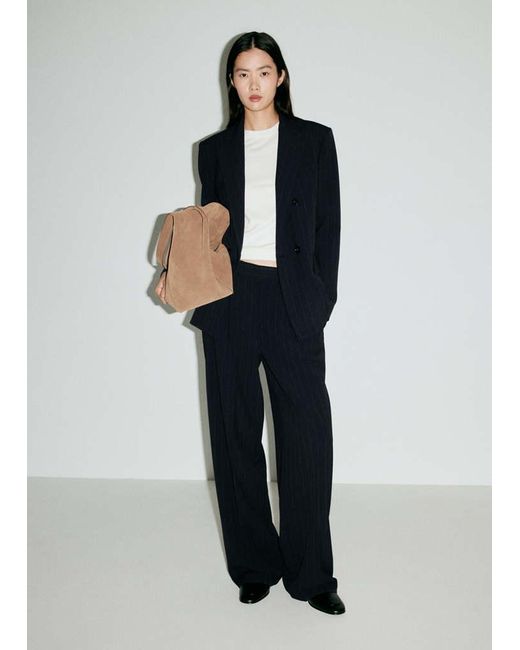Mango Black Pinstripe Pleated Trousers