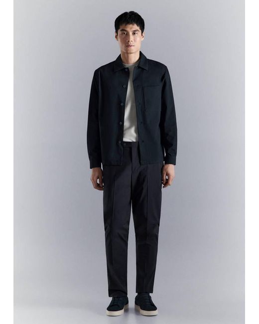 Mango Blue Non-Iron Overshirt Pocket for men