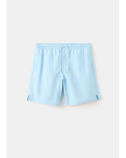 Mango Blue Basic Drawstring Swimsuit for men
