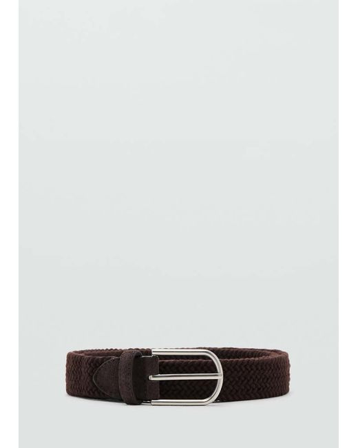 Mango Brown Braided Elastic Belt for men