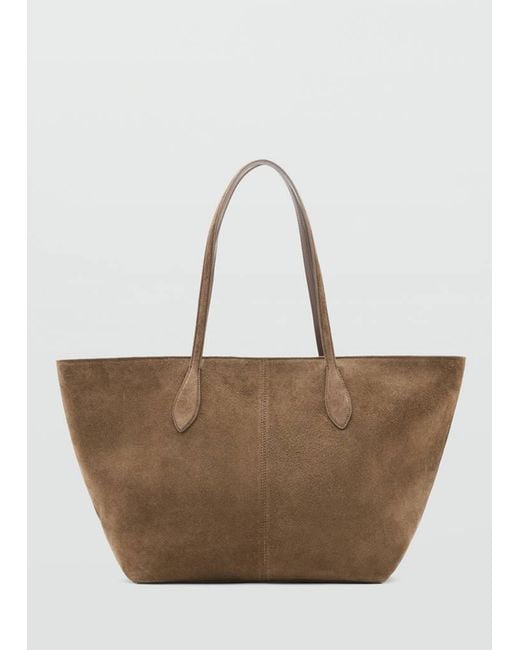 Mango Brown Suede Shopper Bag