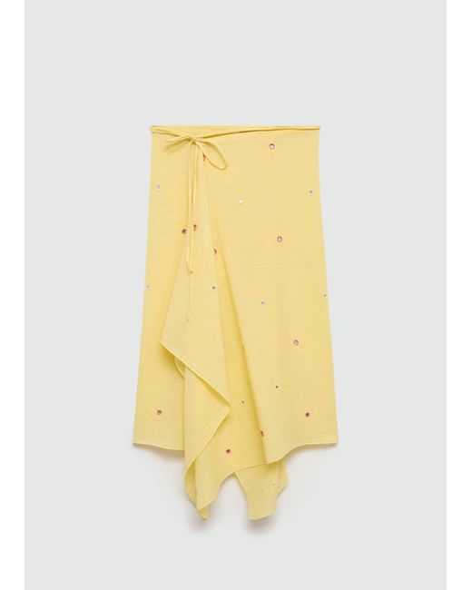 Mango Yellow Pareo Skirt With Embroidered Details Pastel