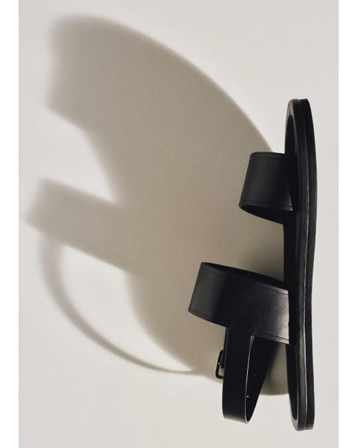 Mango Black Leather Strap Sandals for men