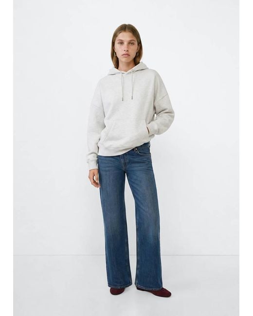 MANGO TEEN White Hoodie With Embroidery Detail