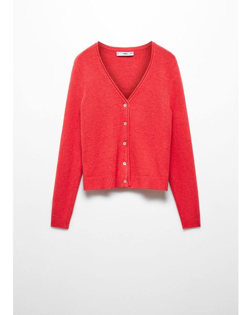 Mango Red Button Knit Cardigan Coral