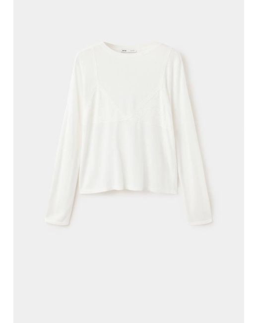 Mango White Lace Bralette Sweater