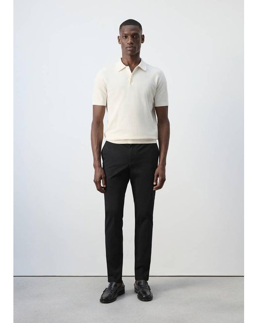 Mango White Barna Super Slim Fit Chino Twill Trousers for men