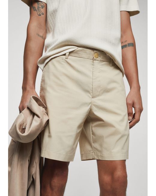 Mango Natural Slim Fit Cotton Bermuda Shorts for men