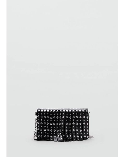 MANGO TEEN White Fringed Crossbody Bag With Studs