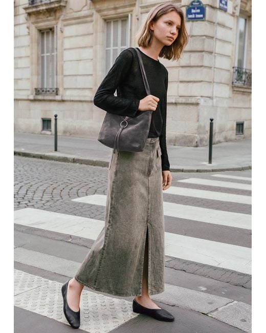 MANGO TEEN Gray Slit Denim Skirt