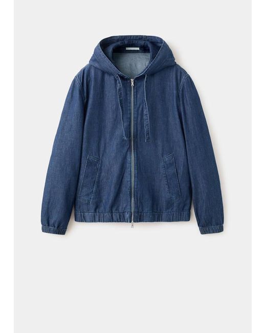 Mango Blue Hooded Denim Jacket for men