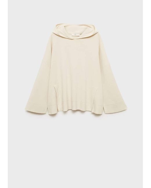 Mango Natural Rib-Knit Hoodie Sweatshirt