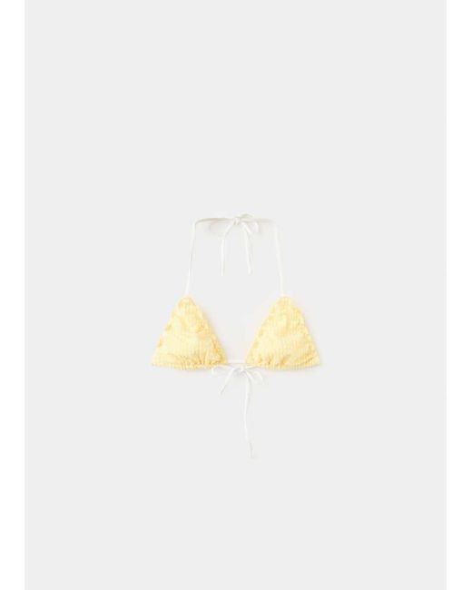 Mango Yellow Gingham Check Bikini Top