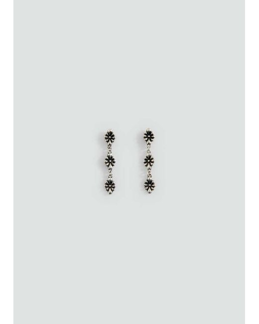 MANGO TEEN Gray Long Flower Earrings