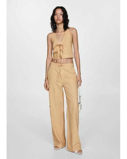 Mango Natural Bow Crop Top Sand