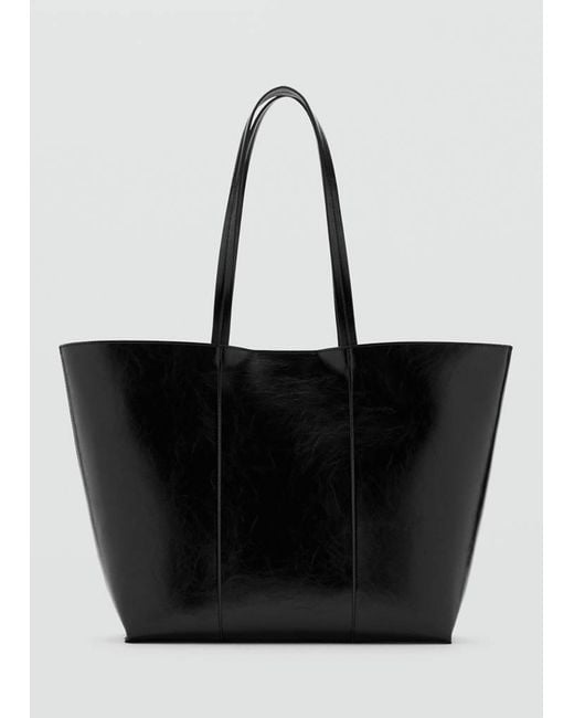 Mango Black Large Shopper Bag