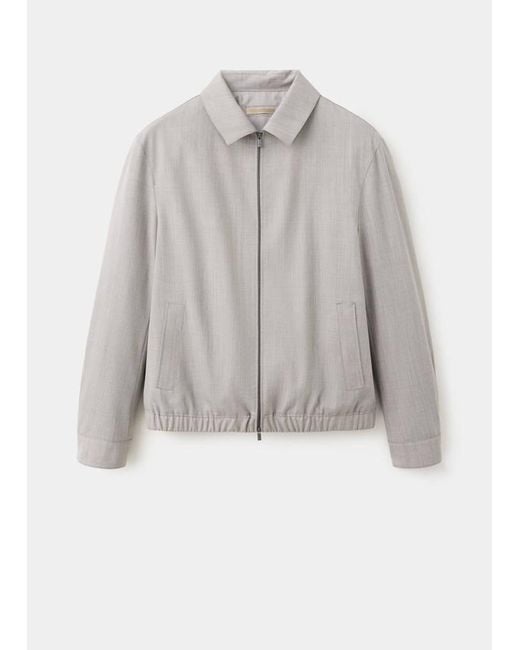 Mango Gray Shirt-Collar Wool-Blend Jacket for men