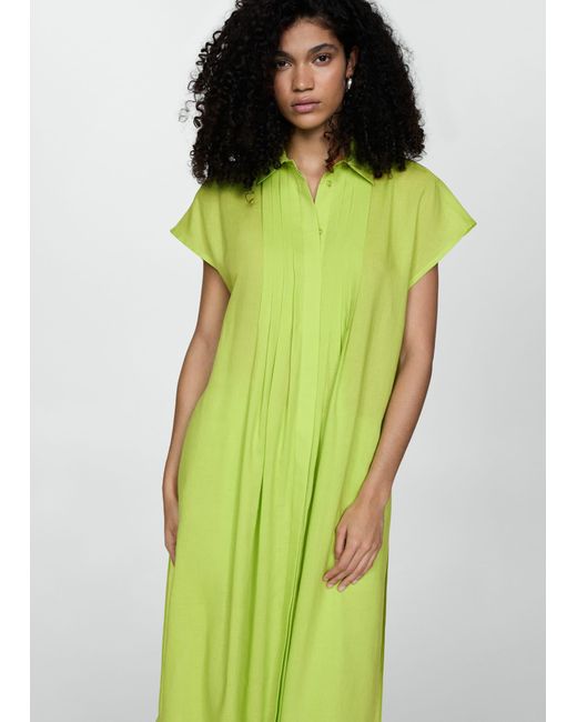 Mango Green Shirt Dress With Slits