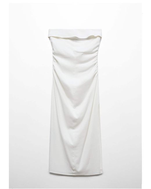 Mango White Draped Detail Dress
