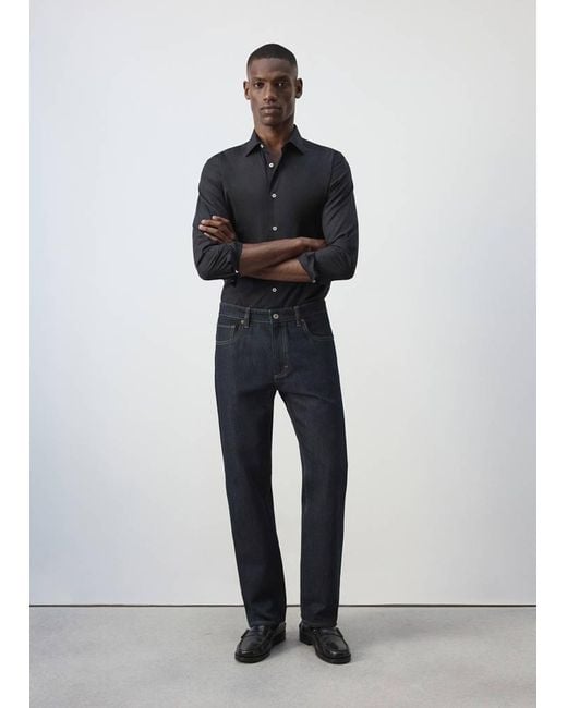 Mango Multicolor Moby Relaxed Fit Dark Wash Jeans for men