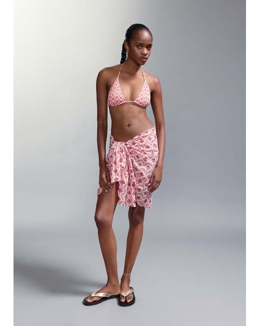 MANGO TEEN White Printed Bikini With Medium-Coverage Bottoms