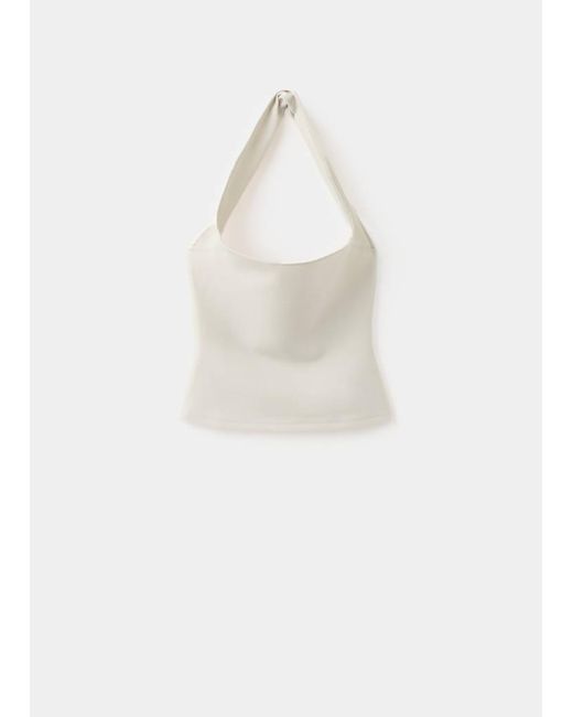 Mango White Strapless Fitted Top
