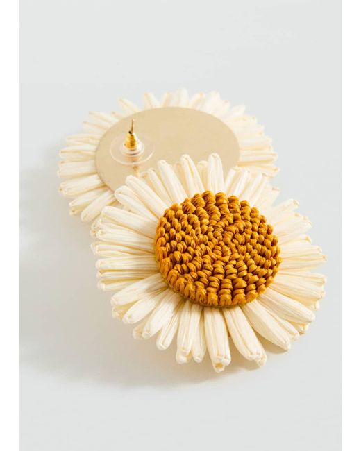 Mango Metallic Flowers Raffia Earrings
