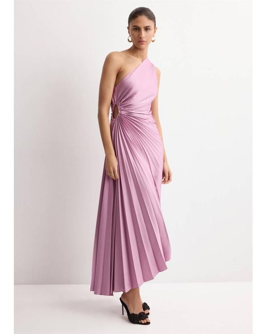 Mango Pink Pleated Asymmetrical Dress With Opening