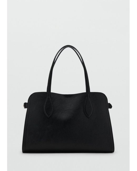 Mango Black Medium Bag With Pebbled Leather Effect