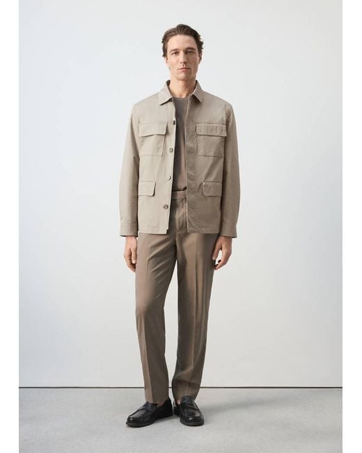 Mango Natural 100% Cotton Multi-Pocket Jacket for men