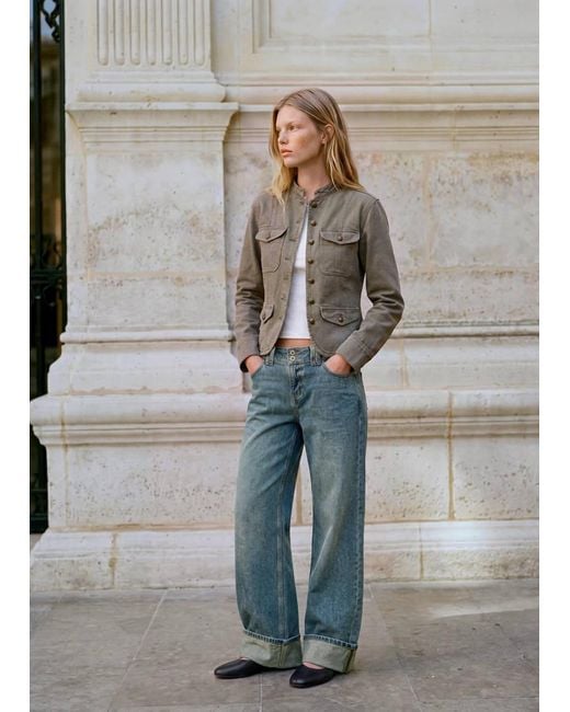 MANGO TEEN Multicolor Wide Leg Jeans With Turn-Up Hem