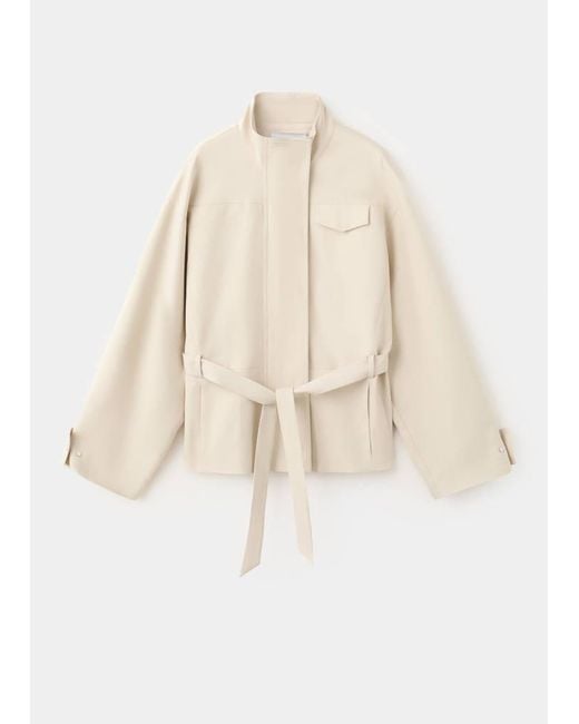 Mango Natural Belted High-Neck Jacket