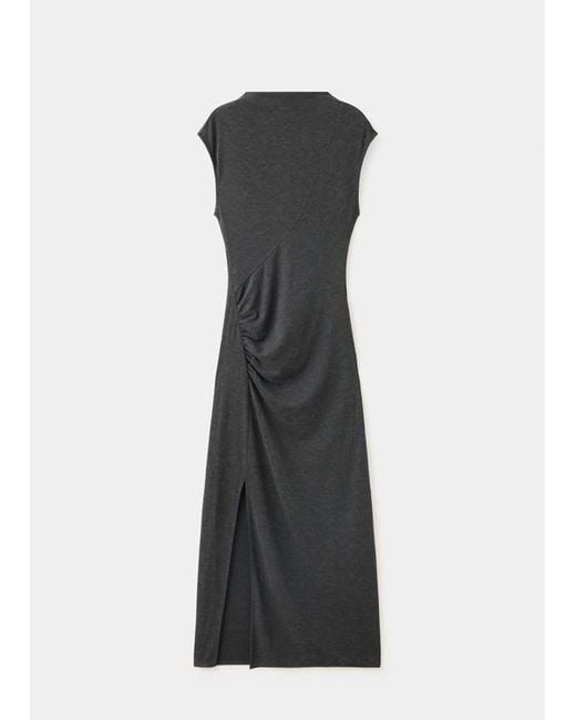 Mango Black Side-Ruched Knit Dress