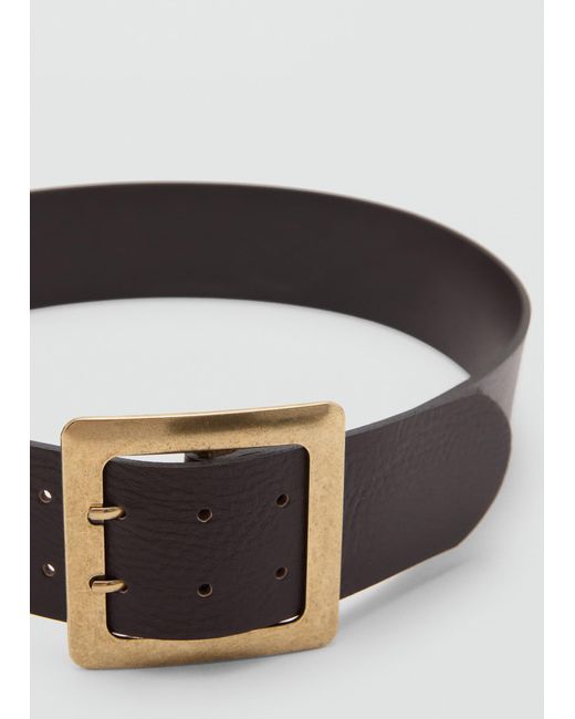Mango Black Buckle Leather Belt