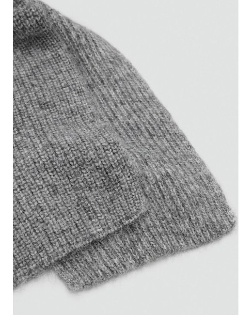 Mango Gray Combined-Knit Scarf