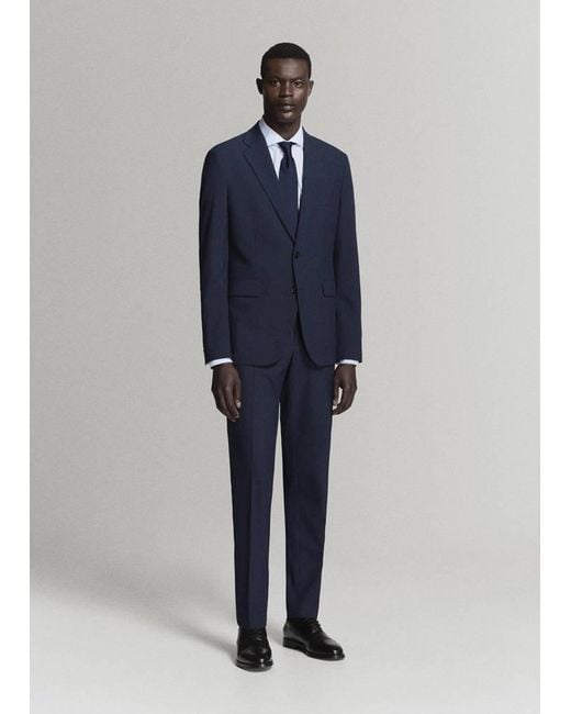 Mango Blue Milan Slim Fit Suit Trousers for men