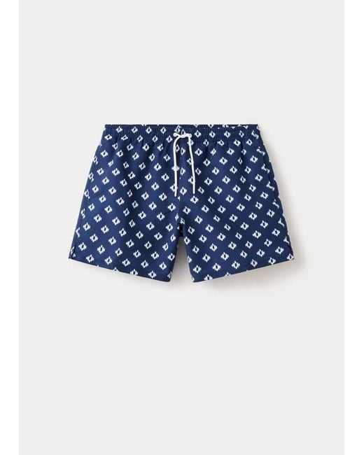Mango Blue Geometric-Print Swimsuit for men