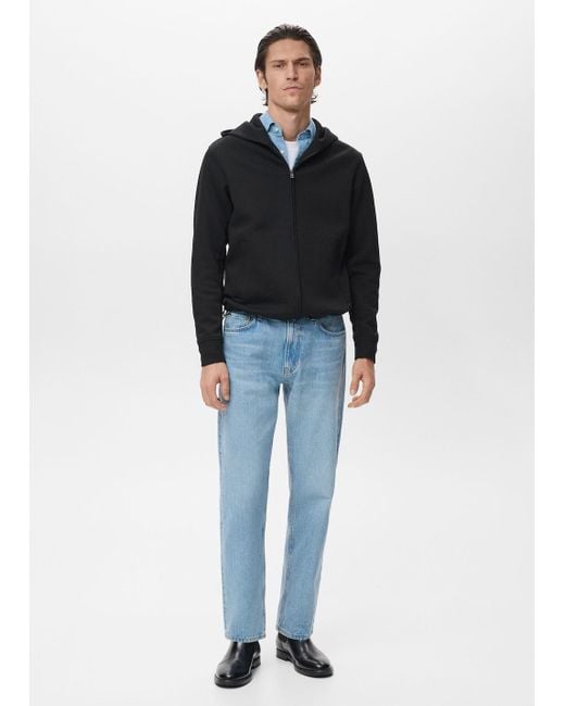 Mango Blue Zip-Up Hoodie for men